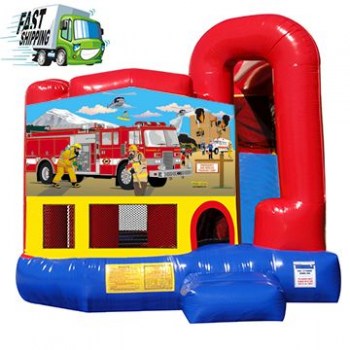 Fire Truck Bounce House with Slide built in 